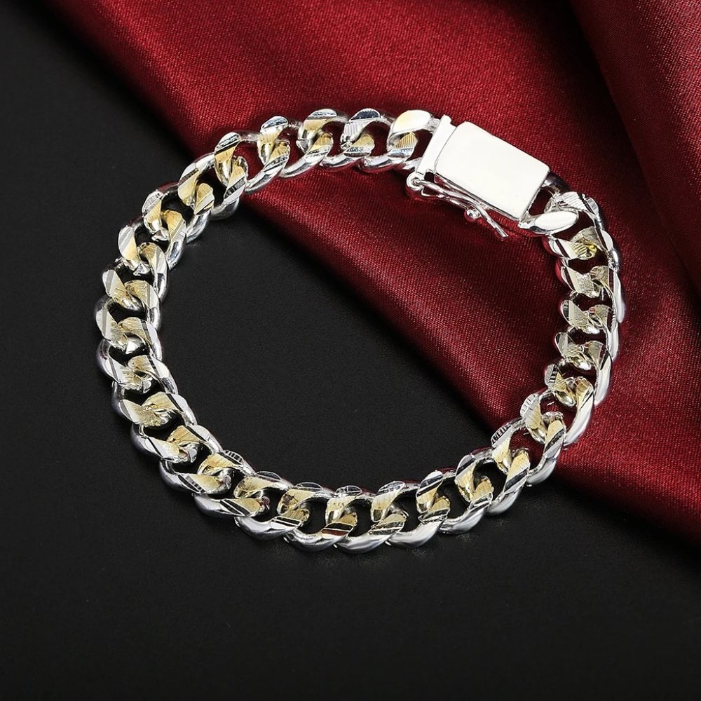 Stunning 8 Inch Miami Cuban Link 2 Tone Bracelet 10mm Wide - Picture 6 of 6